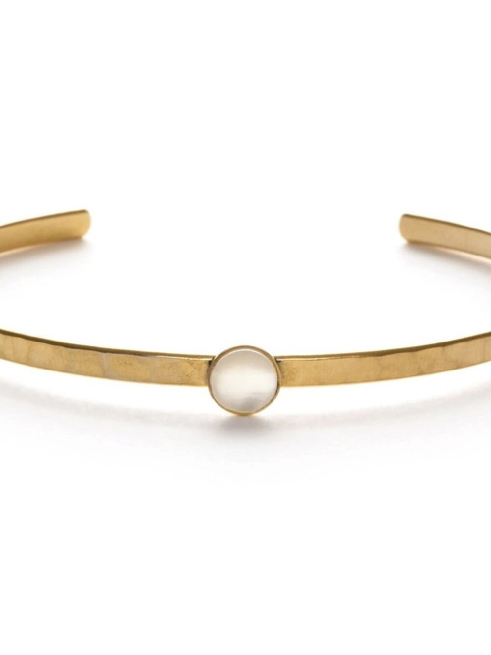 14k Gold Mother of Pearl Hammered Cuff